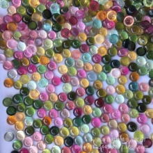 天然碧玺圆形戒面  平底素面蛋面 净体碧玺裸石配石厂家批发