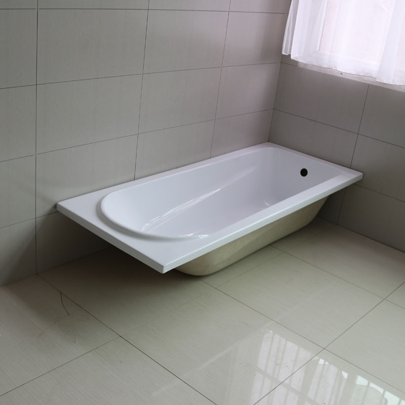 Foreign Trade Manufacturer Direct Sales Square Acrylic Plastic Fiberglass Fiberglass Engineering Simple Bathtub Silent
