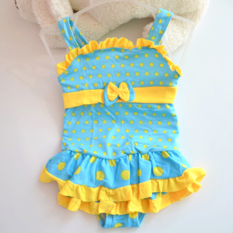 Blue background with yellow edges and dots