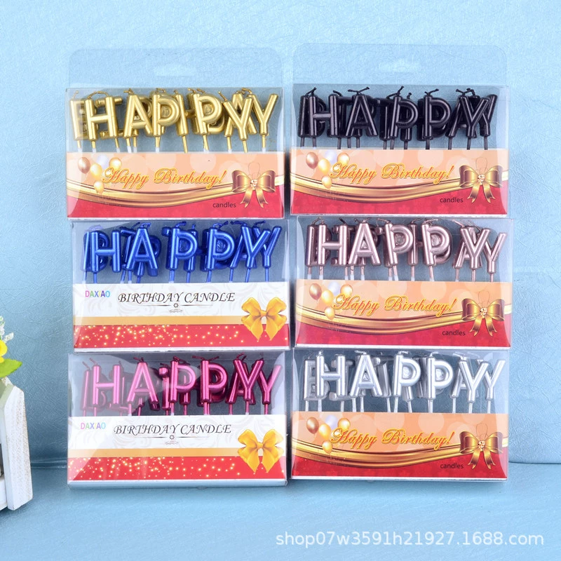 Прямые поставки завода: золотые свечи "Happy Birthday" в виде английских букв, романтические креативные свечи для торта