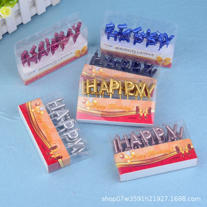 Прямые поставки завода: золотые свечи "Happy Birthday" в виде английских букв, романтические креативные свечи для торта