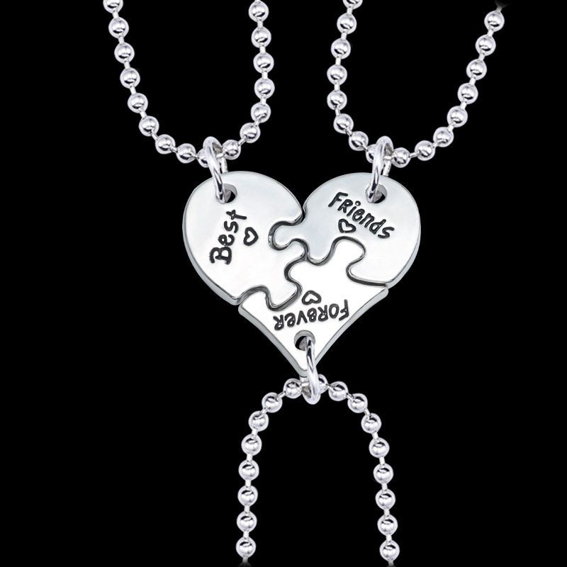 Korean fashion simple girlfriends three love stitching letter necklace female student pendant male clavicle necklace wholesale