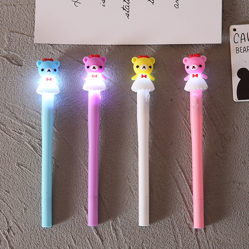 Japanese gel pen with light, cartoon unicorn signature pen, cute personalized student small prize stationery