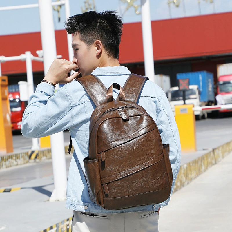 Backpack, polyurethane, Korean style, simple elegant design, lightweight, 2 colors