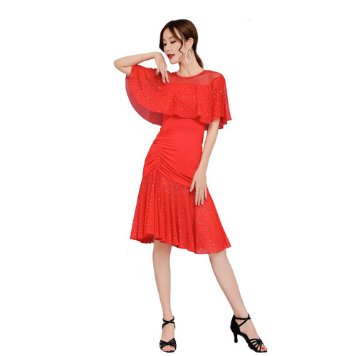 New dance square dance costume summer short-sleeved suit Latin dance costume competition performance costume for women