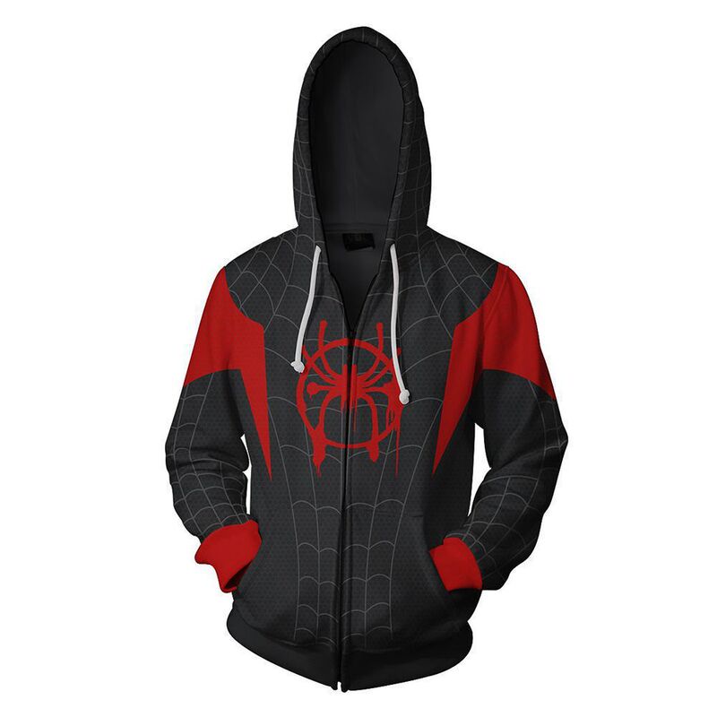 2020 new spider Series 3D digital printing cosplay cartoon zipper cardigan hooded pullover sweater