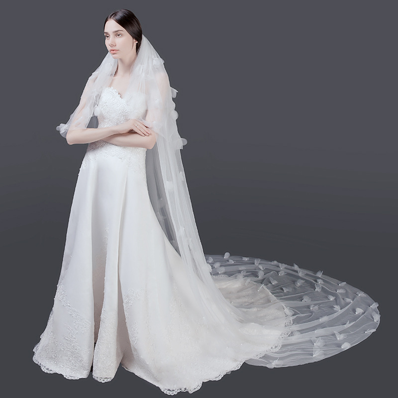 Wedding veil 2024 new three -meter long mopping three layers of…