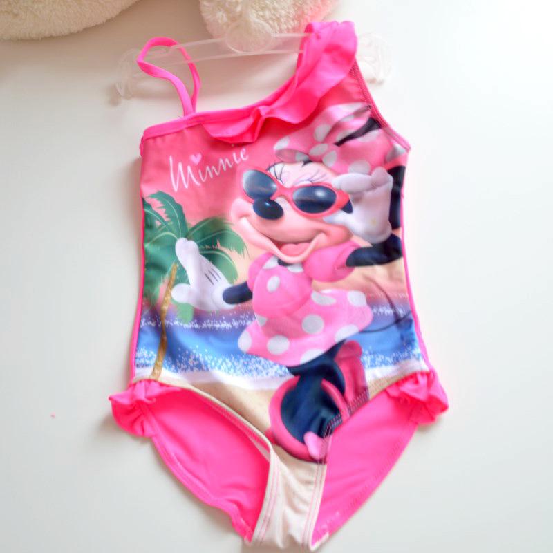 Rose Red Off-shoulder Cartoon Print One-piece