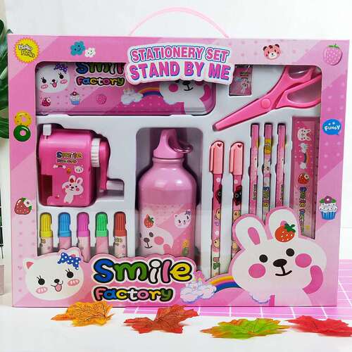 Creative children's learning stationery plastic kettle painting set portable luxury stationery gift bag students' school gift