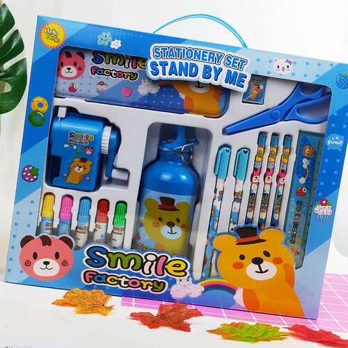 Creative children's learning stationery plastic kettle painting set portable luxury stationery gift bag students' school gift