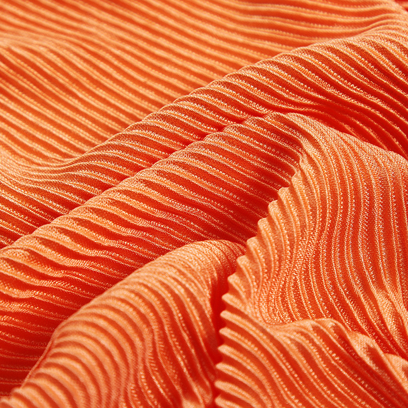 日韩全光压皱底布面料春夏褶皱阔腿裤半身裙头饰压褶皱数码印花