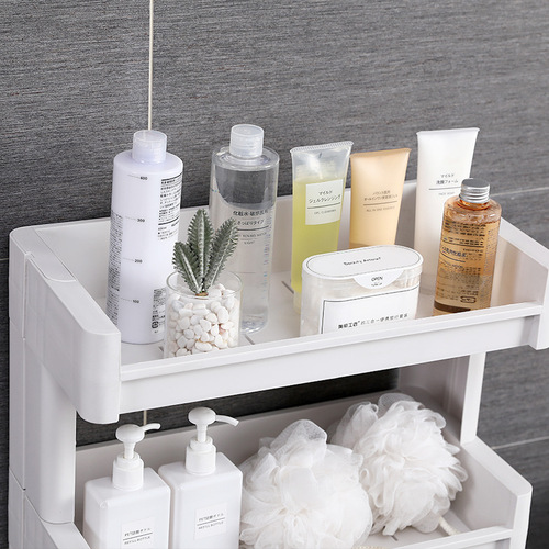Mobile bathroom storage rack, bathroom rack, bedroom bathroom bathroom storage rack, multi-layer plastic household products