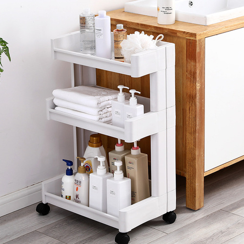 Mobile bathroom storage rack, bathroom rack, bedroom bathroom bathroom storage rack, multi-layer plastic household products