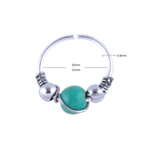 Wish Turquoise Exquisite Wire-wrapped Nose Ring Nose Stud Ear Cuff Body Piercing Jewelry