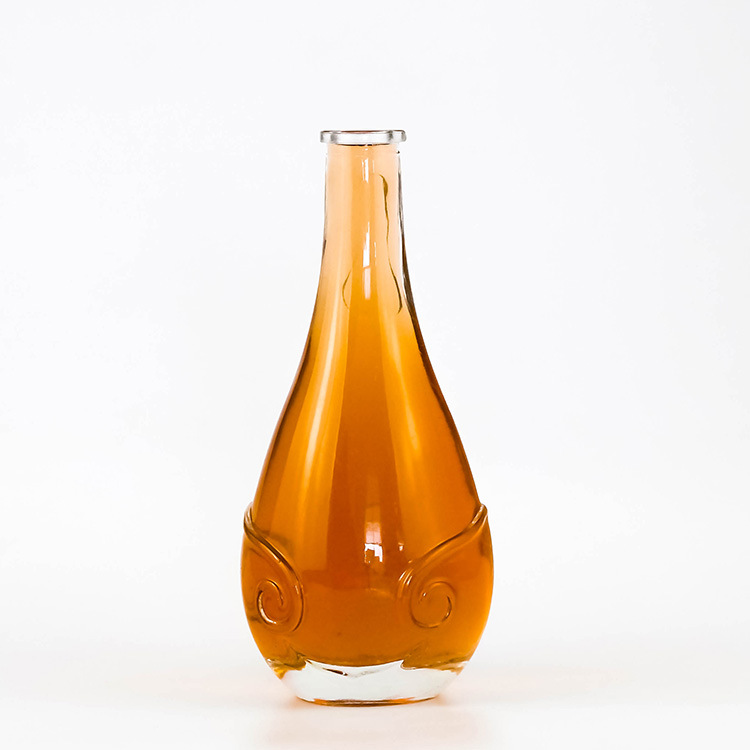 制作生产500ml玻璃塞水滴云纹透明洋酒玻璃瓶 高档一斤装白酒酒瓶