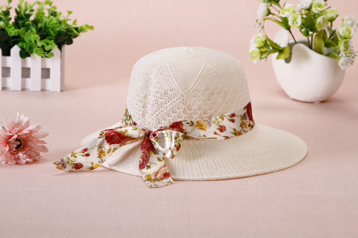 La primavera y el verano al aire libre sombrero para el sol Lafite sombrero de paja de las mujeres de punto madre sombrero de ala grande sombrero para el sol sombrero de pescador