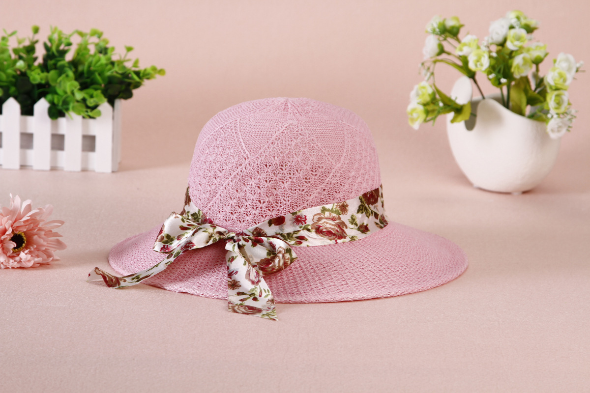 La primavera y el verano al aire libre sombrero para el sol Lafite sombrero de paja de las mujeres de punto madre sombrero de ala grande sombrero para el sol sombrero de pescador