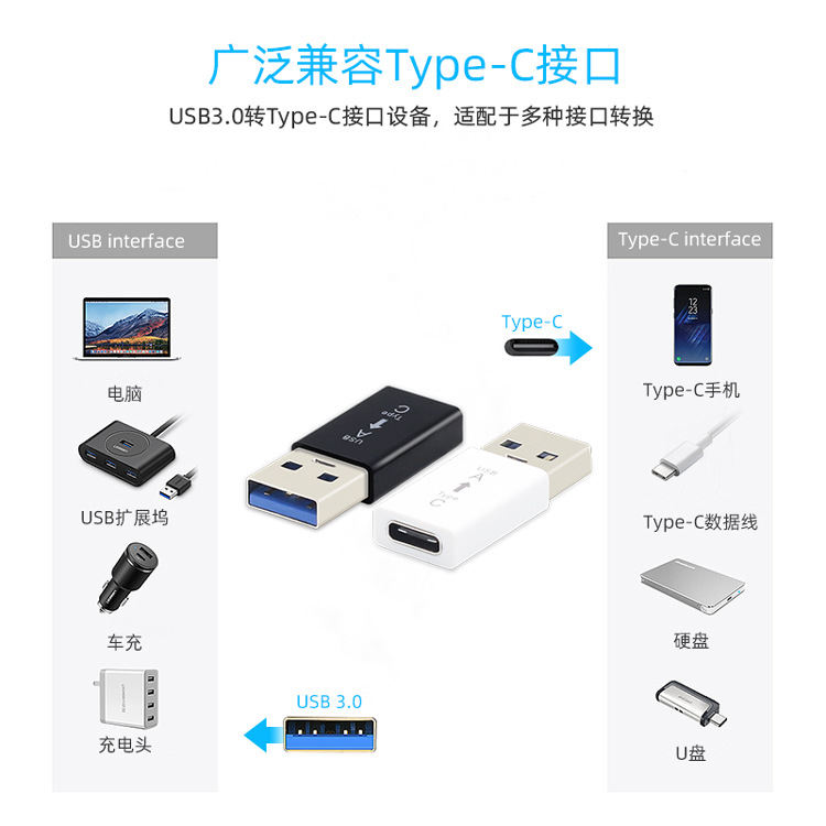 Tipo-c hembra a USB macho adaptador de carga de prueba 3.1usb-C hembra de conexión de disco duro usb3.0a macho convertidor