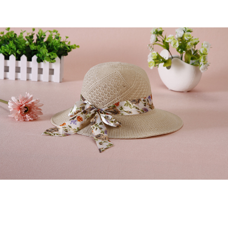 La primavera y el verano al aire libre sombrero para el sol Lafite sombrero de paja de las mujeres de punto madre sombrero de ala grande sombrero para el sol sombrero de pescador