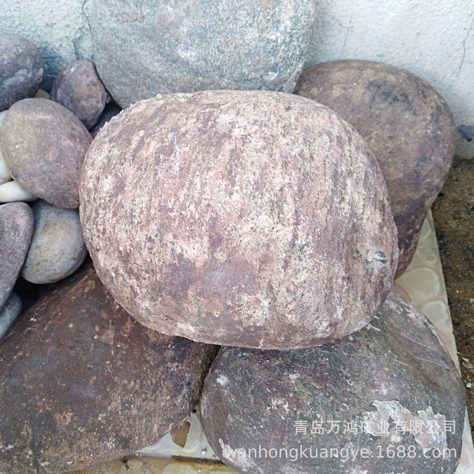 5-10cm鹅卵石青岛铺路健身用青灰石 公园造景石灰色大卵石砾石