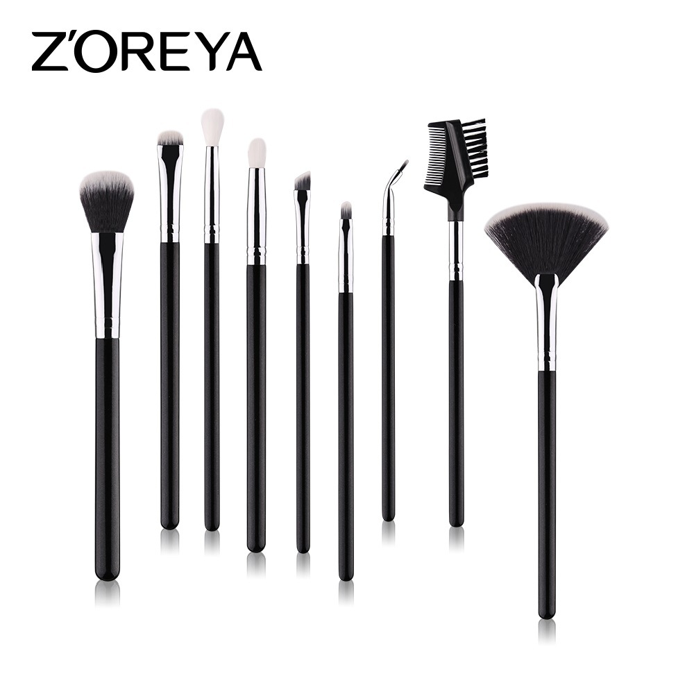 Zhuolya transfronteriza negro Mango de madera herramientas de belleza polvo suelto sombra de ojos cepillo de labios traje 12 pinceles de maquillaje conjunto completo venta al por mayor