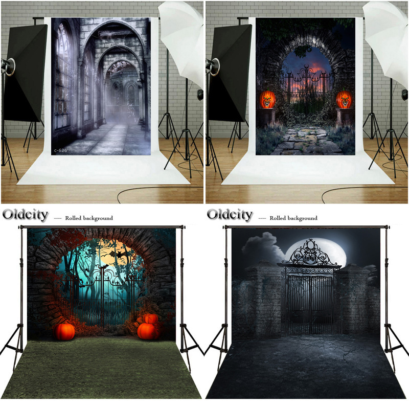 Photography Backdrop Studio Props Halloween Pumpkin Horror Forest Theme Non-Reflective Background Cloth