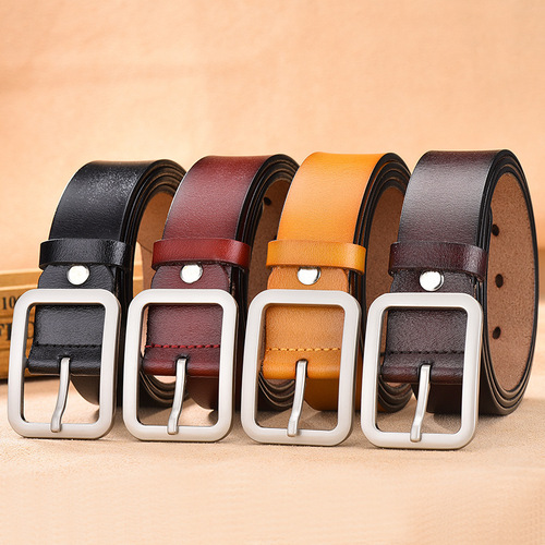 Versatile men's and women's universal genuine leather belt pin buckle belt casual fashion wide trouser belt factory direct supply one piece drop shipping