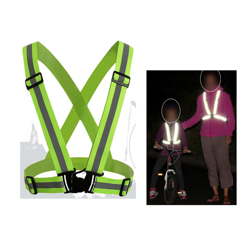 夜晚运动跑步反光衣 骑行交通安全反光背带 弹力松紧反光背心现货