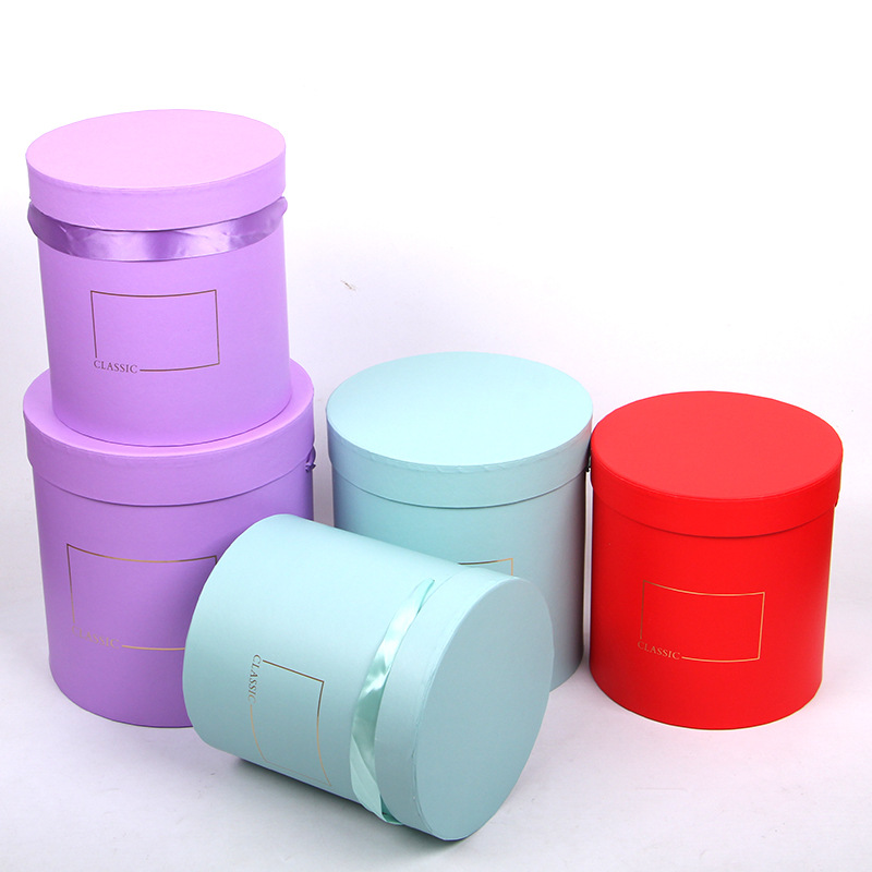 花陌 大号烫金手提抱抱桶三件套 圆筒礼品盒 礼品包装桶带提绳