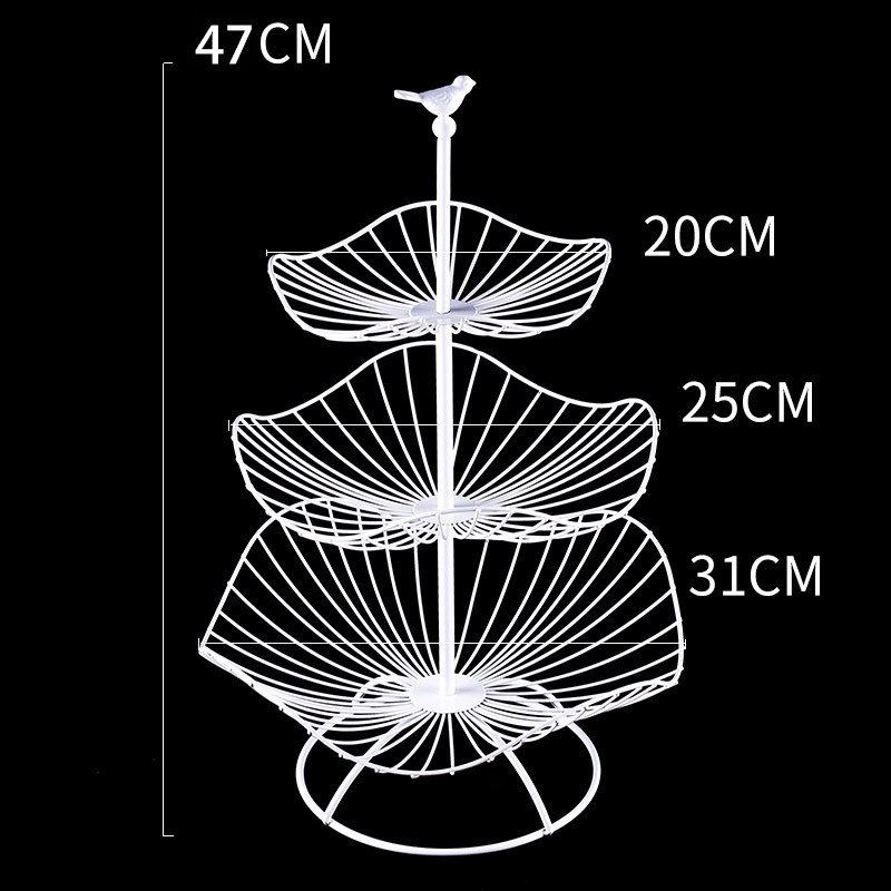 Nórdico moderno minimalista plato de fruta sala de estar hogar cesta de frutas de tres capas cesta de frutas de múltiples capas de almacenamiento de hierro cesta de aperitivos