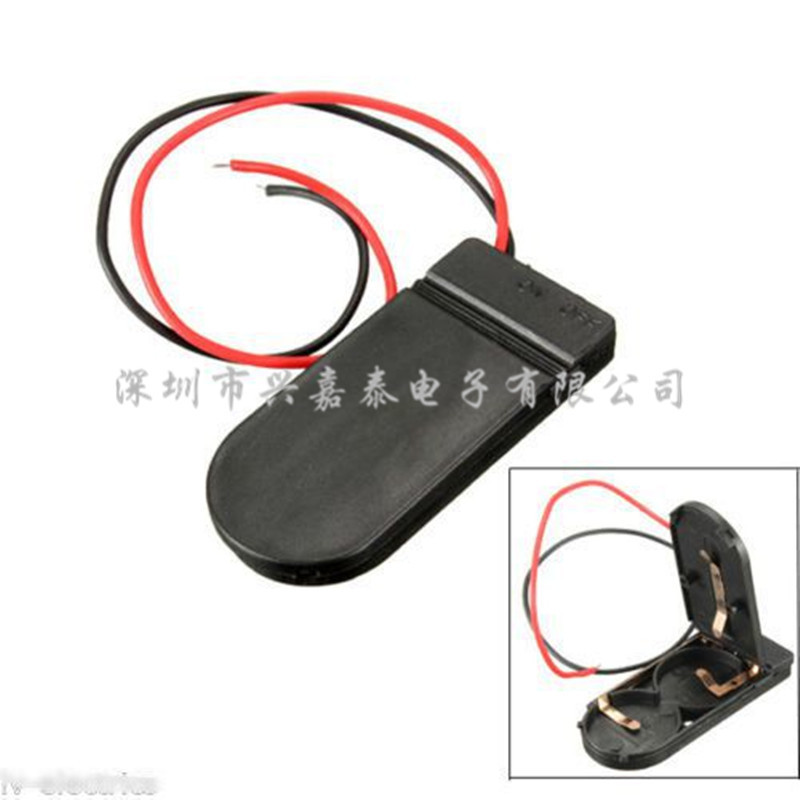 CR2032纽扣电池盒 LIR203 2两节 6V带线带盖 带开关 电池座 扁平