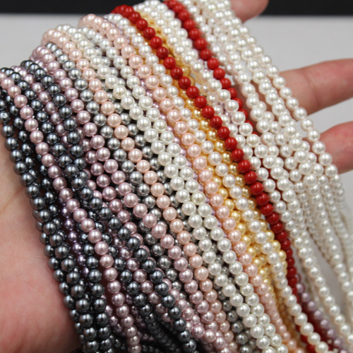 Wholesale 4mm Shijia Pearl Powdered Beads Colored Shell Pearl Necklace DIY Jewelry Accessories Bead Material 