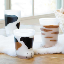日本石塚硝子猫爪磨砂杯玻璃杯儿童牛奶杯子果汁杯三款230ml