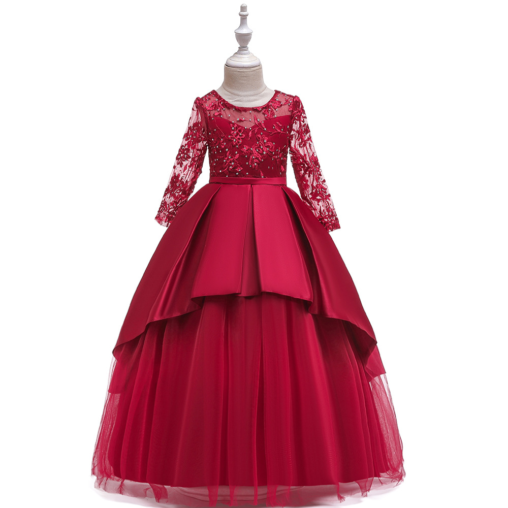 Small princess costume, long-sleeve, piano performance costume, evening dress, Amazon 5
