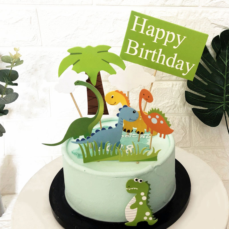 Baking Cake Decoration Jurassic Dinosaur Flag Dessert Table Topper Insert Card Cartoon Cake Insert