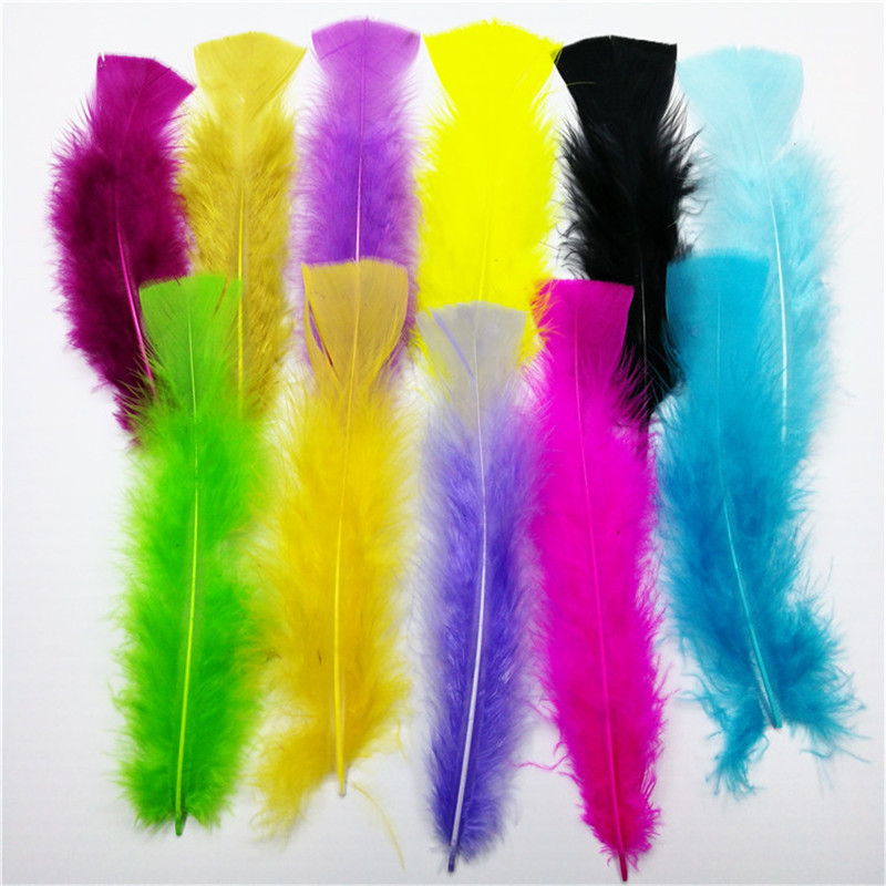 厂家直销大量现货火鸡羽毛12-18cm彩色平板毛羽毛 羽毛DIY手工