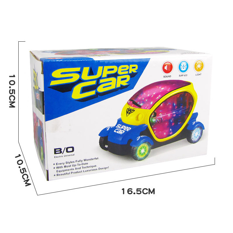 Nuevo 3D iluminación coche modelo eléctrico universal giratorio colorido música dibujos animados coche juguete puesto Venta caliente al por mayor