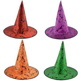 万圣节化妆舞会派对帽巫婆帽巫师帽子南瓜帽黑尖帽巫婆纱帽蝙蝠帽