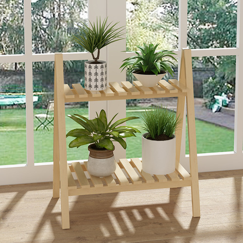 Pastoral flower rack solid wood white multi-layer European style home floor balcony indoor flower rack storage shelf