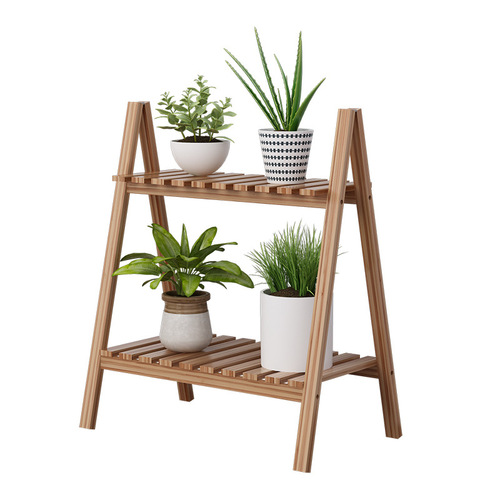 Pastoral flower rack solid wood white multi-layer European style home floor balcony indoor flower rack storage shelf