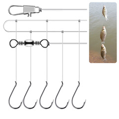 Fishing Treble Hook with Line Rigged Iseni (8-13#) Hooks 5 Hooks/Per String with Barbed Hooks Weihai Fishing Tackle
