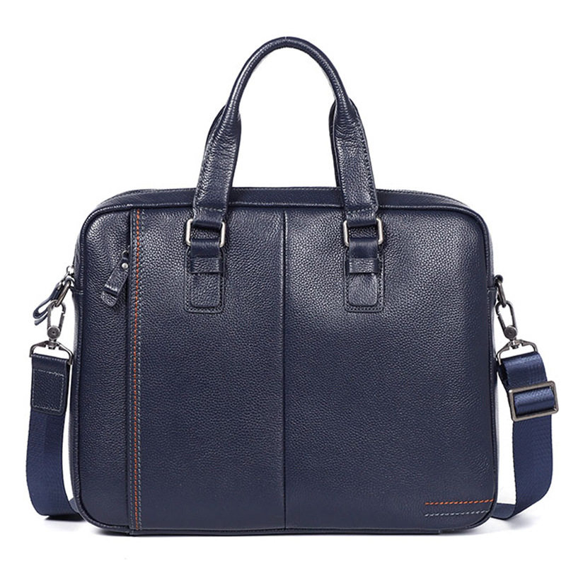 Túi xách tay nam da bò thật 38×28×8 cm đựng laptop, đeo chéo kiêm túi công sở — Màu cà phê, Màu xanh lam, Màu đen