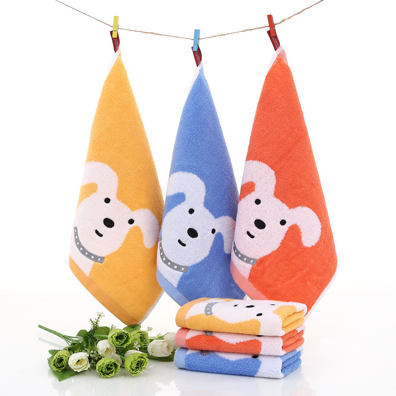 Pure Cotton Square Towel for Home Use, Baby and Children's Cotton Face Towel, Absorbent and Soft, Small Towel with Embroidery Logo, Square Shape