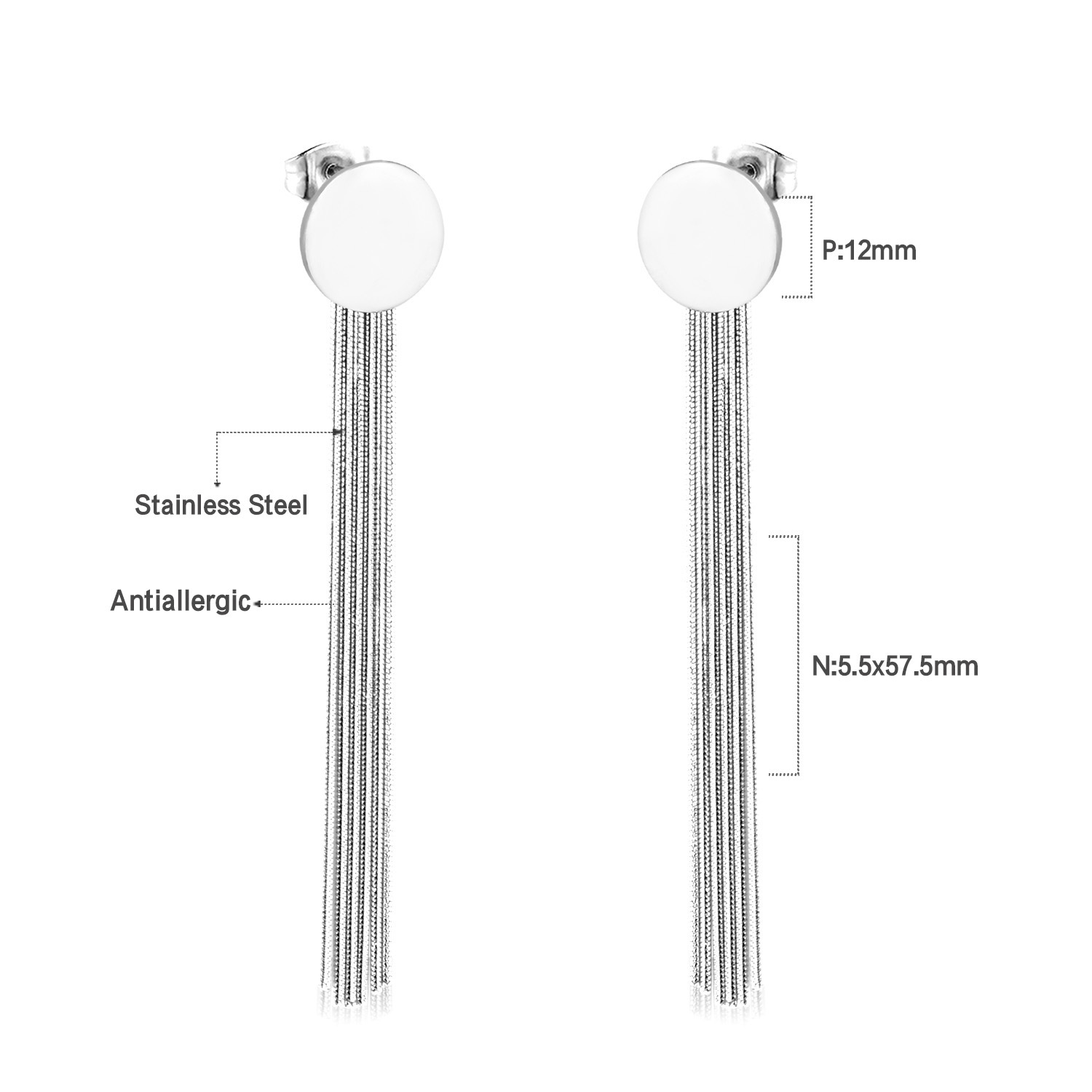 Pendientes europeos y americanos Luz de lujo de alta calidad larga cadena de acero inoxidable nicho retro geométrico transfronterizo especial borla pendientes