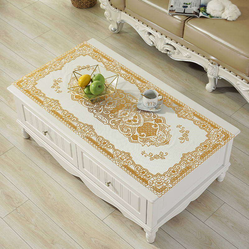 60*120cm bronzing tablecloth coffee table mat oil-proof dustproof washable European tablecloth rectangular dining table plate mat
