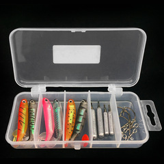 Wholesale T-tail Rainbow Fish 15-piece Set with Built-in Aluminum Foil Tube, Hook, Upside-Down Lead Sinker Combo Set, Simulation Soft Bait