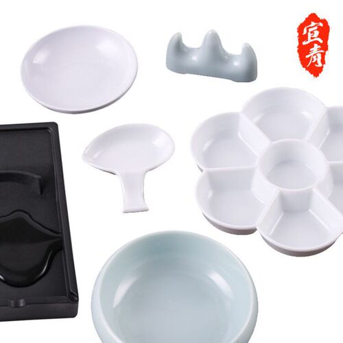 Xuan Qing traditional Chinese painting imitation porcelain pen holder ink tray Four treasures of the study inkstone pen mountain brush wash palette small inkstone ink pool