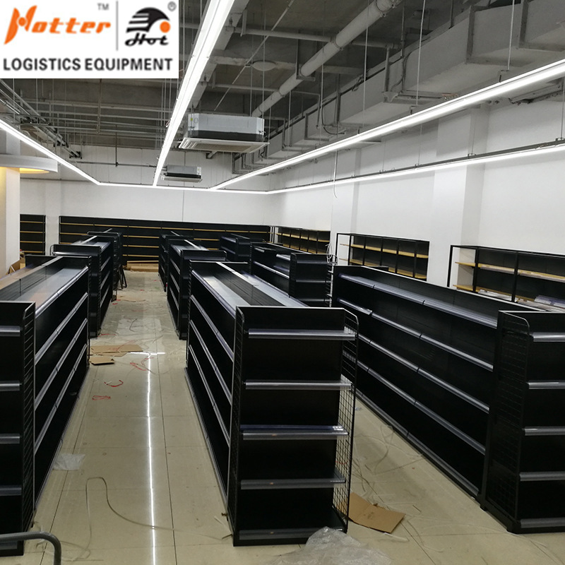 昊特尔黑色双面平背板超市货架药店母婴店货架 金属货架