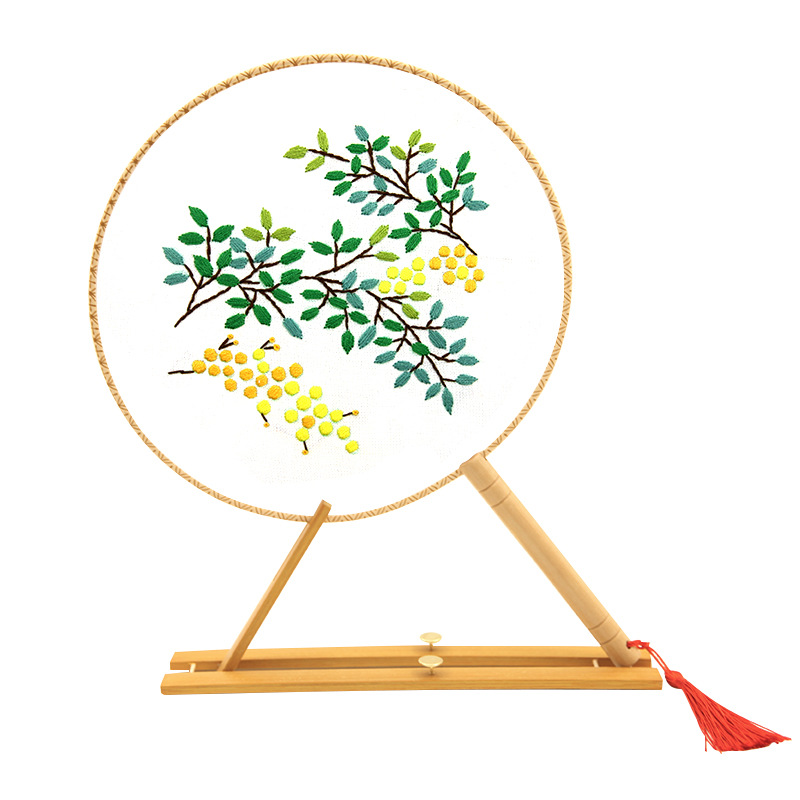 Bordado DIY hecho a mano Lu Bordado producción ventilador material paquete antiguo estilo organza translúcido principiante bordado de doble cara