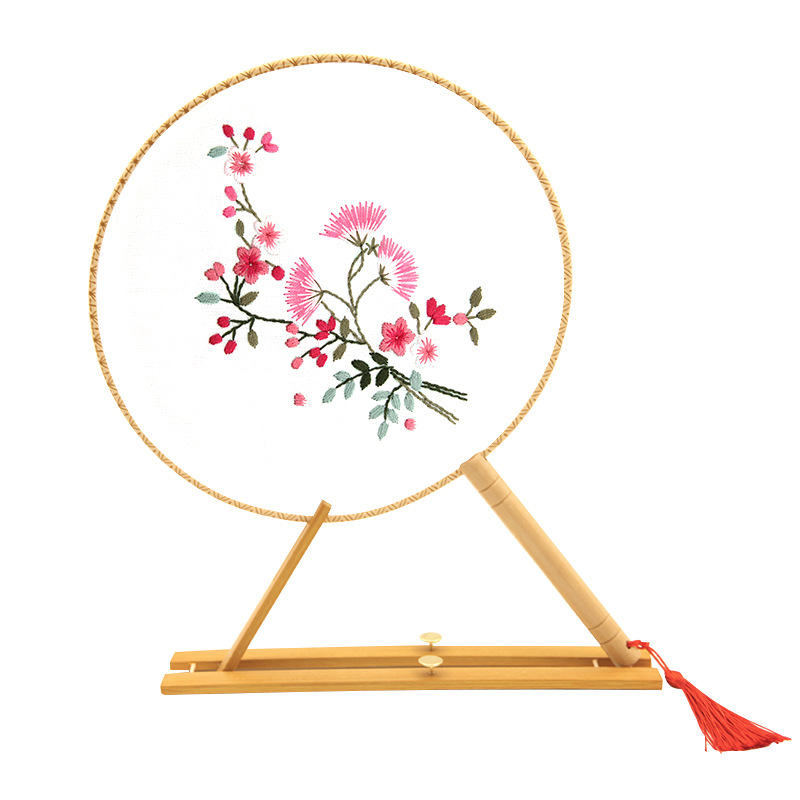 Bordado DIY hecho a mano Lu Bordado producción ventilador material paquete antiguo estilo organza translúcido principiante bordado de doble cara